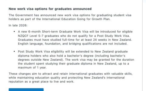【2026新西兰毕业工签政策更新】留学生利好，哪些学生最受益以及“怎么用好”！