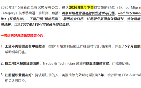 【官宣解读】2026年8月技术移民再细化：两条新通道、红橙名单、工资不追涨，留学生怎么选专业更稳？