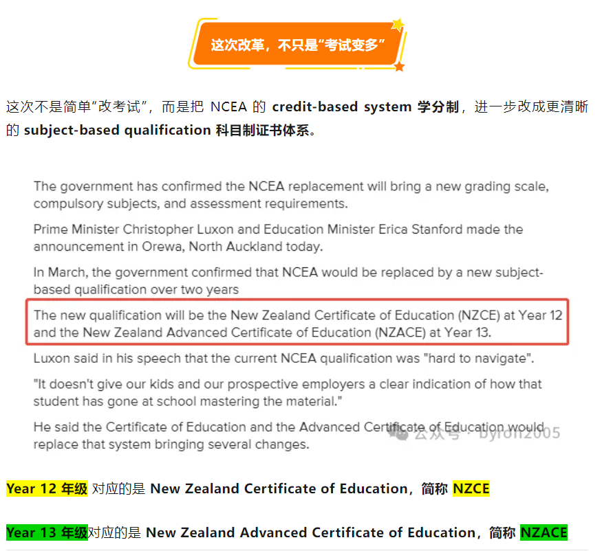 再见NCEA，你好NZCE：新西兰高中进入“深度学科学习”时代，不是简单“收紧”，而是学科能力被放回中心，学术标准重新校准，大家怎么看？